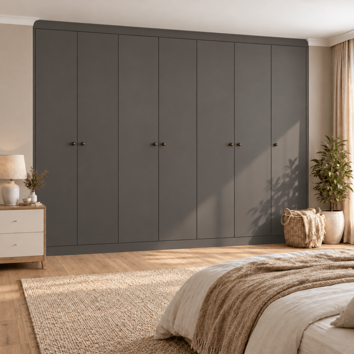 7 Door Modern Slab Front Frame Fitted Wardrobe - Widths Available 3801 - 4400mm 11 - Online Bedrooms