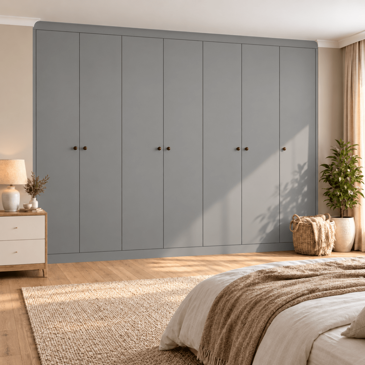 7 Door Modern Slab Front Frame Fitted Wardrobe - Widths Available 3801 - 4400mm 13 - Online Bedrooms