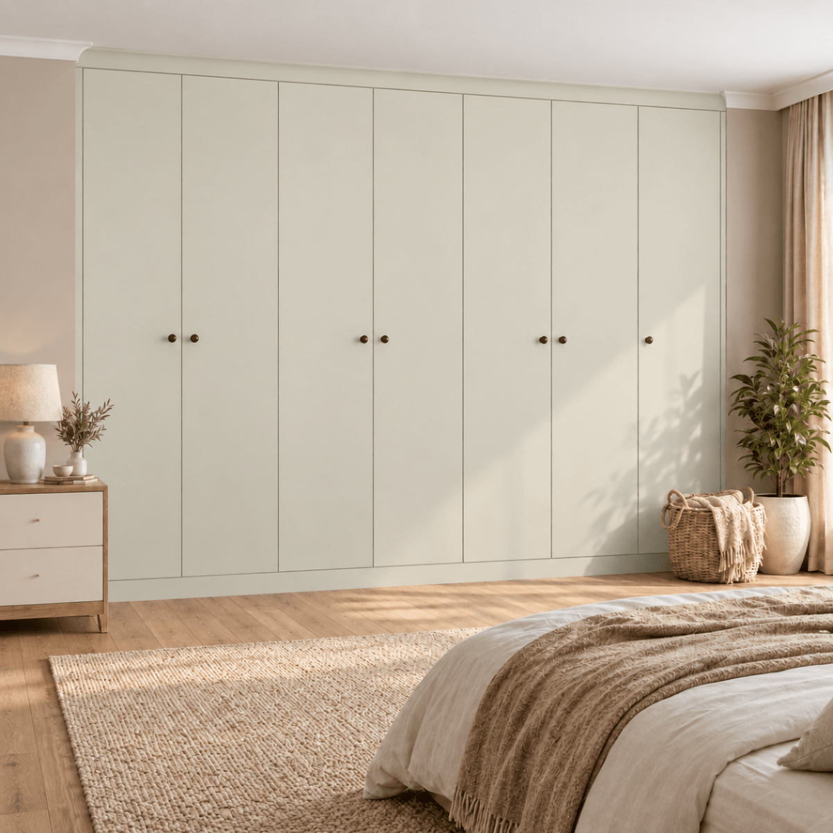 7 Door Modern Slab Front Frame Fitted Wardrobe - Widths Available 3801 - 4400mm 8 - Online Bedrooms