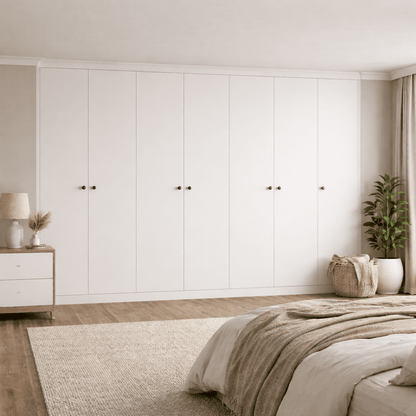 7 Door Modern Slab Front Frame Fitted Wardrobe - Widths Available 3801 - 4400mm 1 - Online Bedrooms