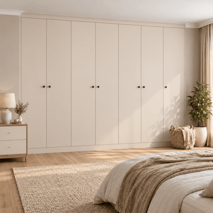 7 Door Modern Slab Front Frame Fitted Wardrobe - Widths Available 3801 - 4400mm 1 - Online Bedrooms