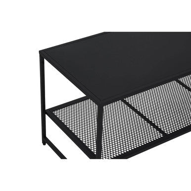 Acero Black Metal Coffee Table with Mesh Shelf 6 - Online Bedrooms