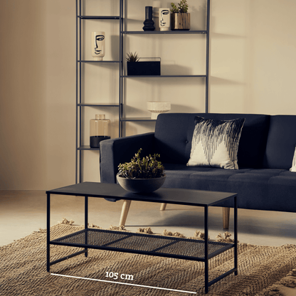 Acero Black Metal Coffee Table with Mesh Shelf 12 - Online Bedrooms