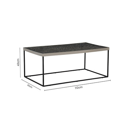 Akola Silver Finish Textured Coffee Table with Black Frame 9 - Online Bedrooms
