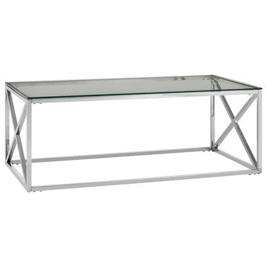 Allure Clear Glass Coffee Table with Silver Finish Frame 4 - Online Bedrooms