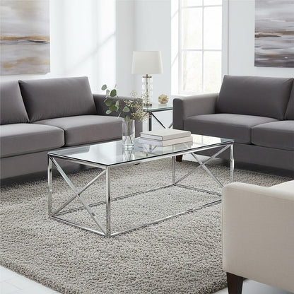 Allure Clear Glass Coffee Table with Silver Finish Frame 3 - Online Bedrooms