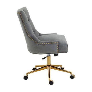Anita Grey Velvet and Gold Base Home Office Chair 2 - Online Bedrooms