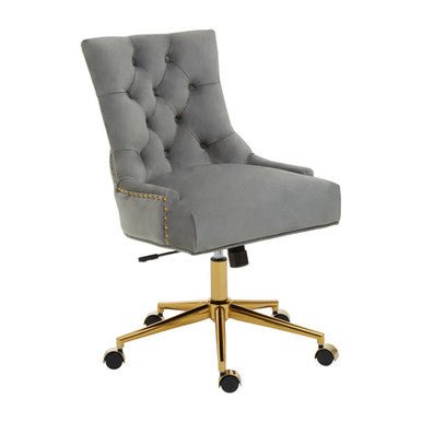 Anita Grey Velvet and Gold Base Home Office Chair 1 - Online Bedrooms