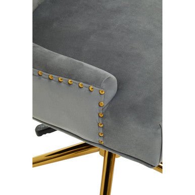 Anita Grey Velvet and Gold Base Home Office Chair 6 - Online Bedrooms