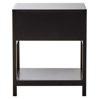 Black Wooden Bedside Table with Natural Rattan 1 Drawer, Sherman 7 - Online Bedrooms