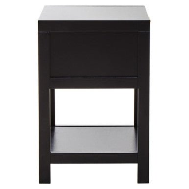 Black Wooden Bedside Table with Natural Rattan 1 Drawer, Sherman 6 - Online Bedrooms