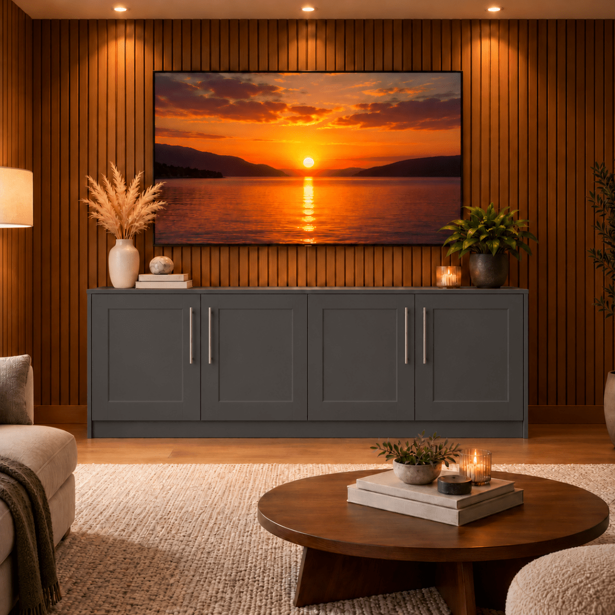 Blyth Tall Shaker Media Wall Base Unit 3 - Online Bedrooms