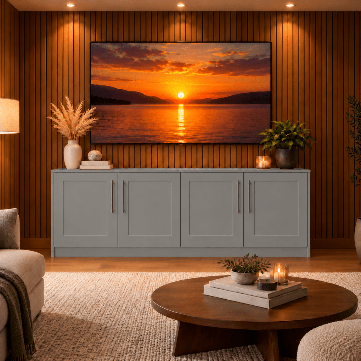 Blyth Tall Shaker Media Wall Base Unit 5 - Online Bedrooms