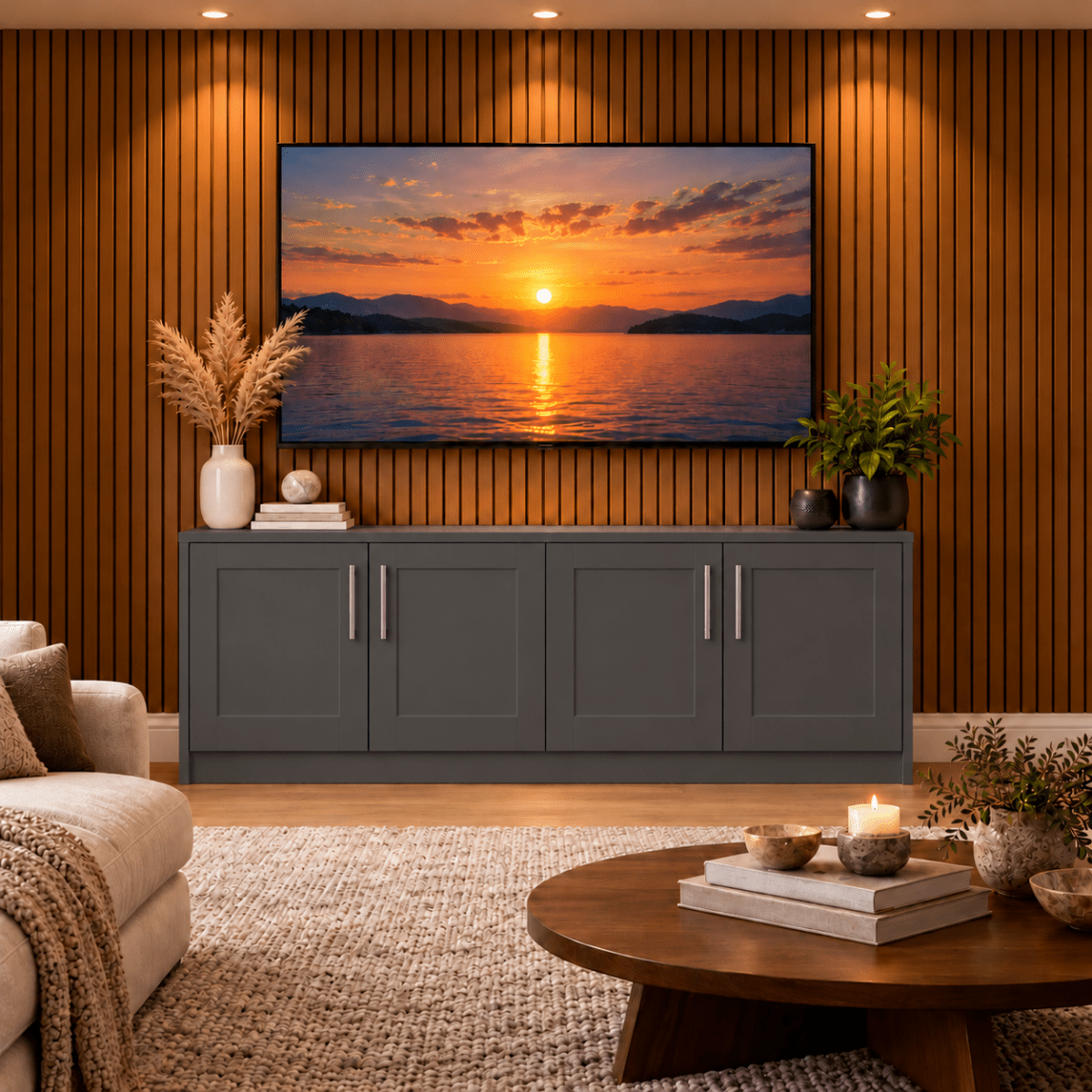 Blyth Tall Shaker Media Wall Base Unit 9 - Online Bedrooms