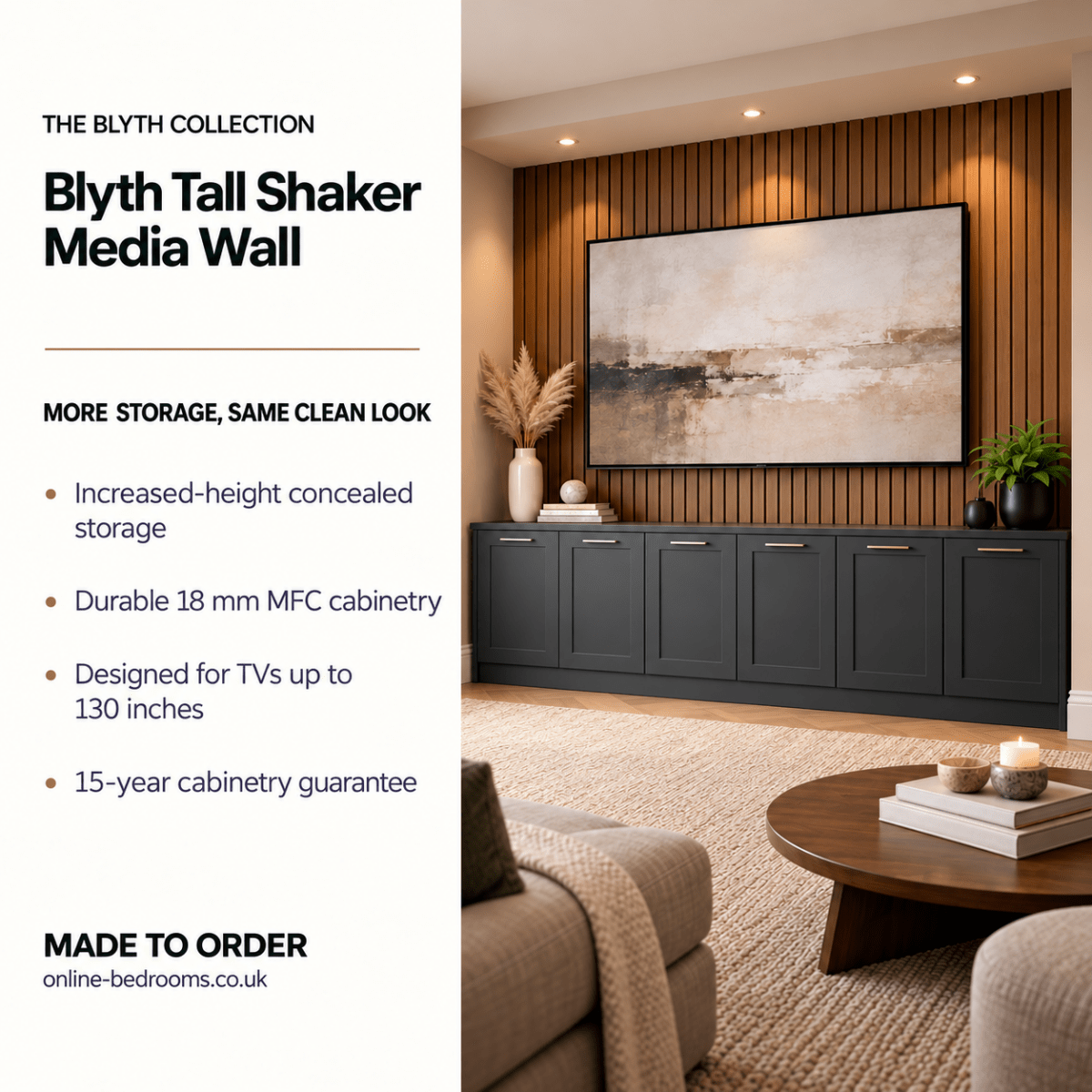 Blyth Tall Shaker Media Wall Base Unit 2 - Online Bedrooms