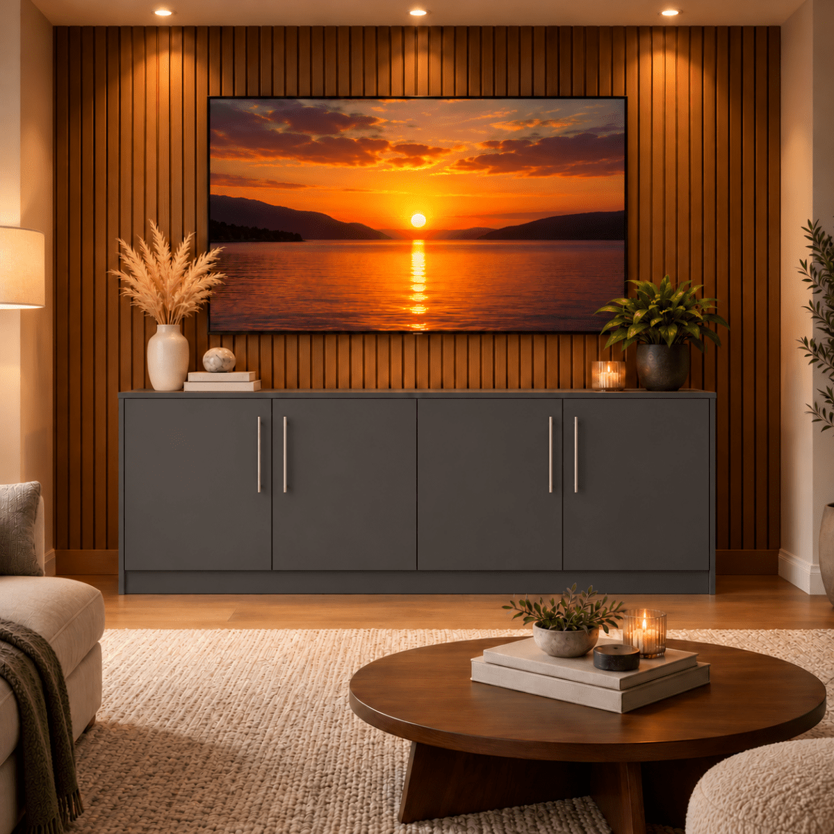 Blyth Tall Smooth Media Wall Base Unit 3 - Online Bedrooms