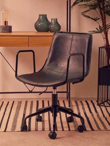 Branson Black Leather Effect Home Office Chair 5 - Online Bedrooms