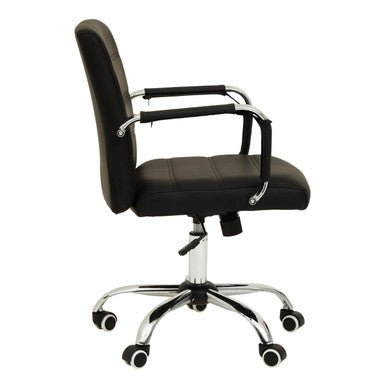 Brent Black Leather Effect And Chrome Home Office Chair 3 - Online Bedrooms