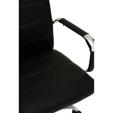 Brent Black Leather Effect And Chrome Home Office Chair 7 - Online Bedrooms