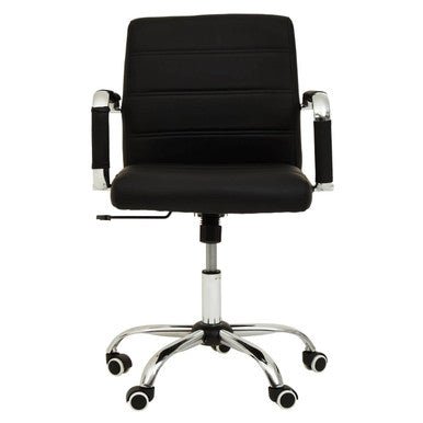 Brent Black Leather Effect And Chrome Home Office Chair 2 - Online Bedrooms