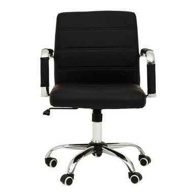 Brent Black Leather Effect And Chrome Home Office Chair 1 - Online Bedrooms