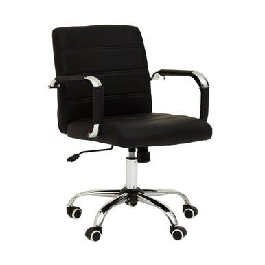 Brent Black Leather Effect And Chrome Home Office Chair 9 - Online Bedrooms