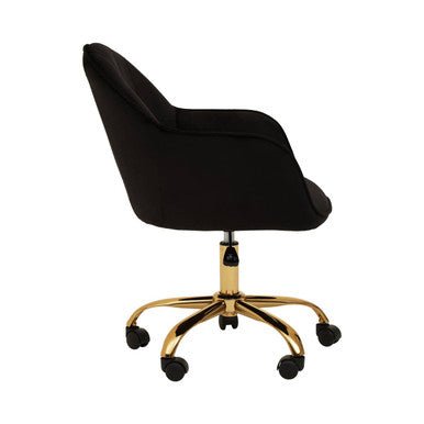 Brent Black Velvet And Gold Base Home Office Chair 3 - Online Bedrooms