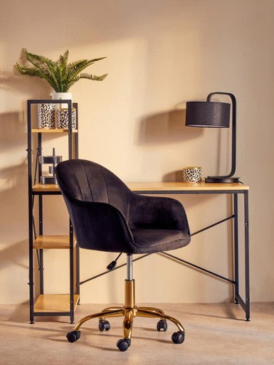 Brent Black Velvet And Gold Base Home Office Chair 6 - Online Bedrooms