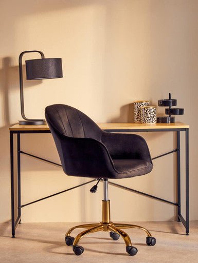 Brent Black Velvet And Gold Base Home Office Chair 8 - Online Bedrooms