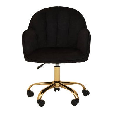 Brent Black Velvet And Gold Base Home Office Chair 1 - Online Bedrooms