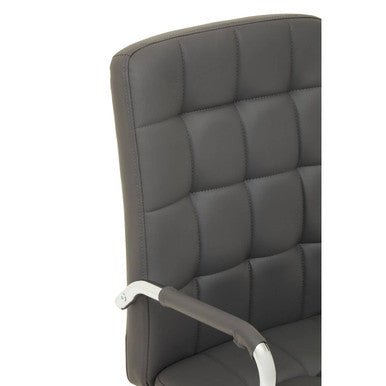 Brent Grey Leather Effect And Chrome Home Office Chair 6 - Online Bedrooms