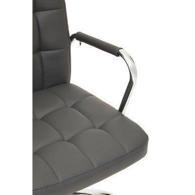 Brent Grey Leather Effect And Chrome Home Office Chair 5 - Online Bedrooms