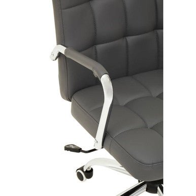 Brent Grey Leather Effect And Chrome Home Office Chair 7 - Online Bedrooms