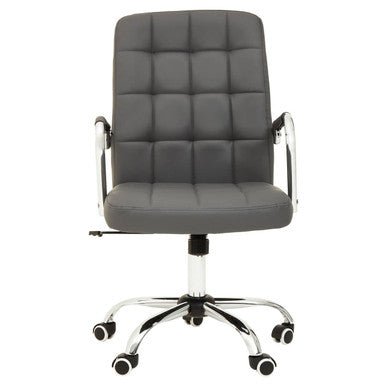 Brent Grey Leather Effect And Chrome Home Office Chair 1 - Online Bedrooms