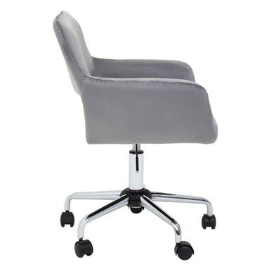 Brent Grey Velvet And Chrome Base Home Office Chair 3 - Online Bedrooms