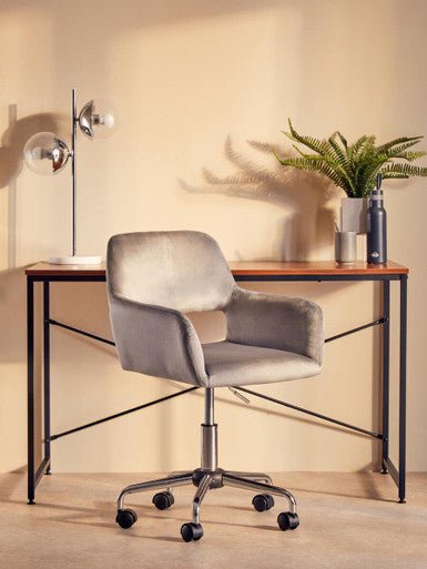 Brent Grey Velvet And Chrome Base Home Office Chair 7 - Online Bedrooms