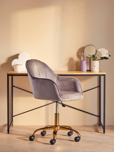 Brent Grey Velvet And Gold Base Home Office Chair 9 - Online Bedrooms
