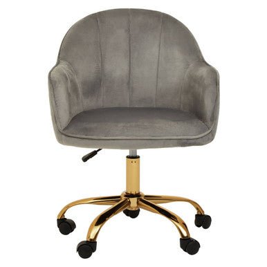 Brent Grey Velvet And Gold Home Office Chair 1 - Online Bedrooms
