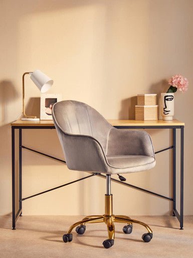 Brent Grey Velvet And Gold Home Office Chair 9 - Online Bedrooms