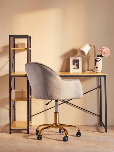 Brent Grey Velvet And Gold Home Office Chair 7 - Online Bedrooms