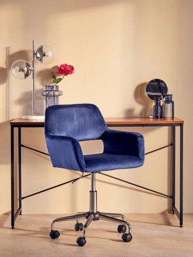Brent Navy Velvet And Chrome Base Home Office Chair 7 - Online Bedrooms