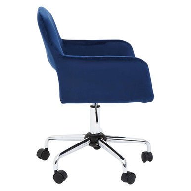 Brent Navy Velvet And Chrome Base Home Office Chair 3 - Online Bedrooms