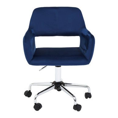 Brent Navy Velvet And Chrome Base Home Office Chair 1 - Online Bedrooms