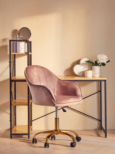 Brent Pink Velvet And Gold Home Office Chair 7 - Online Bedrooms