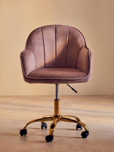 Brent Pink Velvet And Gold Home Office Chair 9 - Online Bedrooms