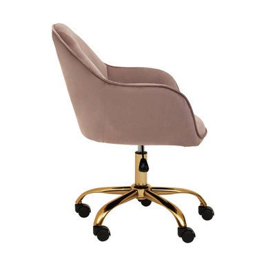 Brent Pink Velvet And Gold Home Office Chair 3 - Online Bedrooms