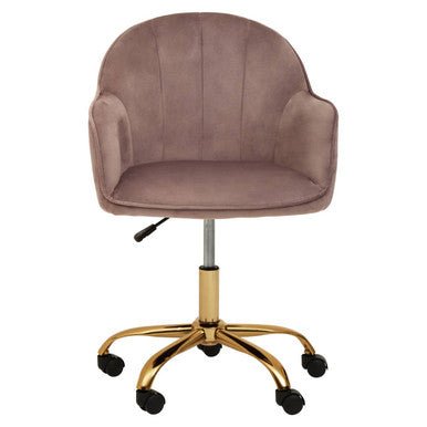 Brent Pink Velvet And Gold Home Office Chair 2 - Online Bedrooms