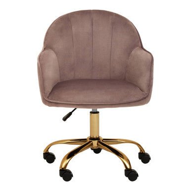 Brent Pink Velvet And Gold Home Office Chair 1 - Online Bedrooms