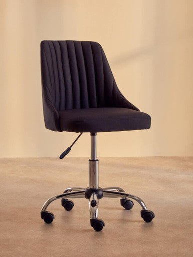 Brent Ribbed Black And Chrome Home Office Chair 7 - Online Bedrooms