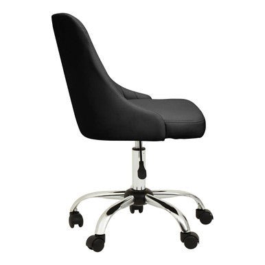 Brent Ribbed Black And Chrome Home Office Chair 2 - Online Bedrooms